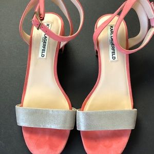 Karl Lagerfeld Tyne Suede Sandals Orange/Silver 8